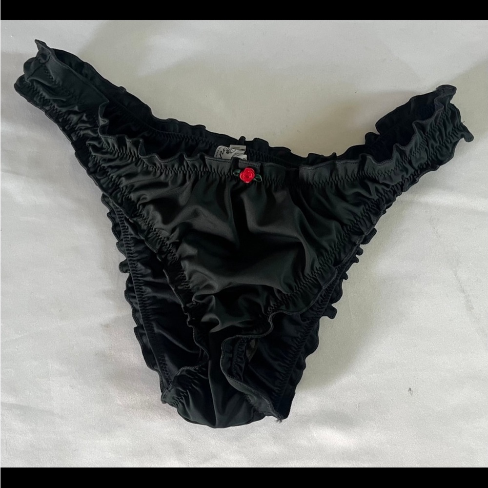 Victorias Secret Pink Nwt  Black  Swim Bikini Bottom Medium